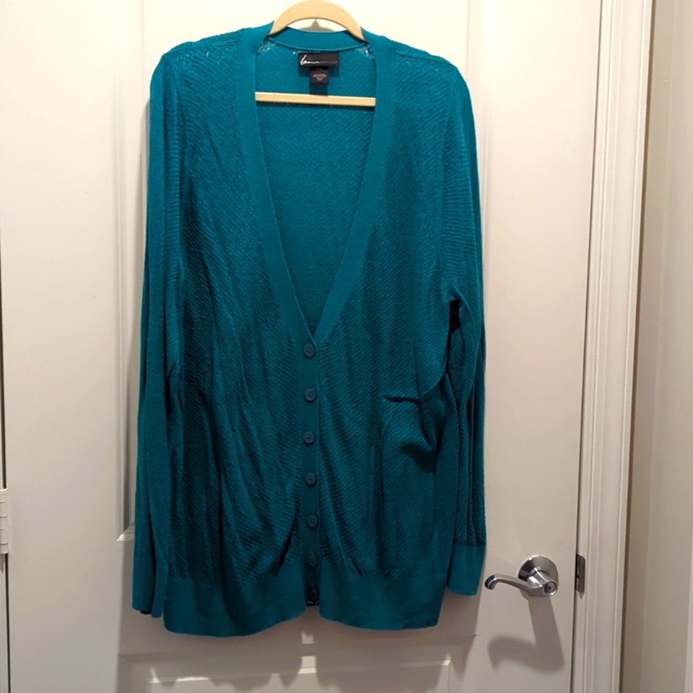 Lane Bryant Teal Button-Up Cardigan Size 26/28